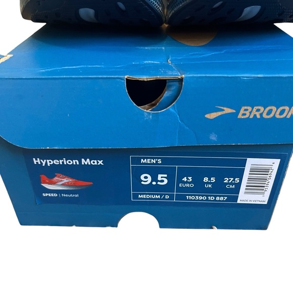 New! Men's Brooks Hyperion Max Running Shoes Size 9.5 Cherry Tomato/Arctic Ice - Picture 3 of 10